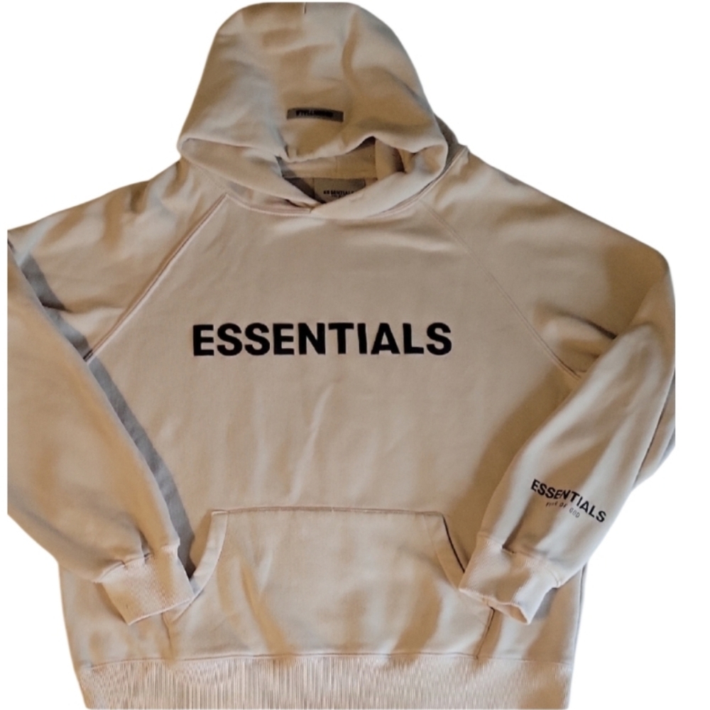 Fear Of God Essentials Hooded Sweatshirt Tan Sz Medium